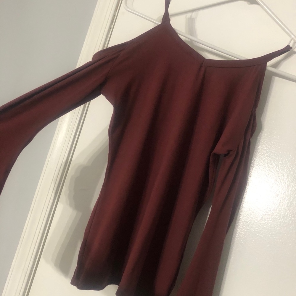 Cold shoulder burgundy top